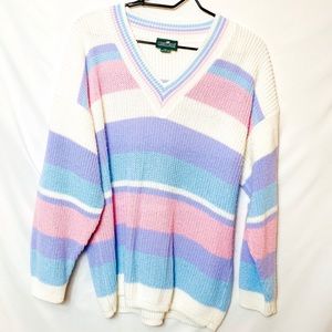Vintage V neck knit sweater